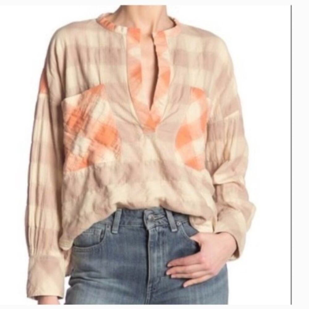 IRO women sz S Melda checkered long sleeve blouse sz 36 - Picture 3 of 12